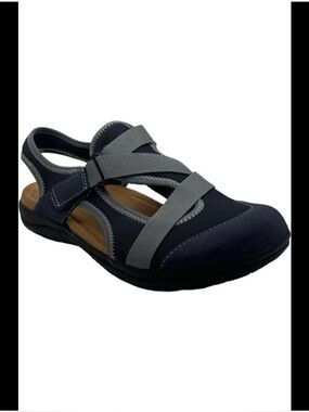 Earth Origins Women's Navy and Gray Comfort Strap Sandal 8.5 EUC